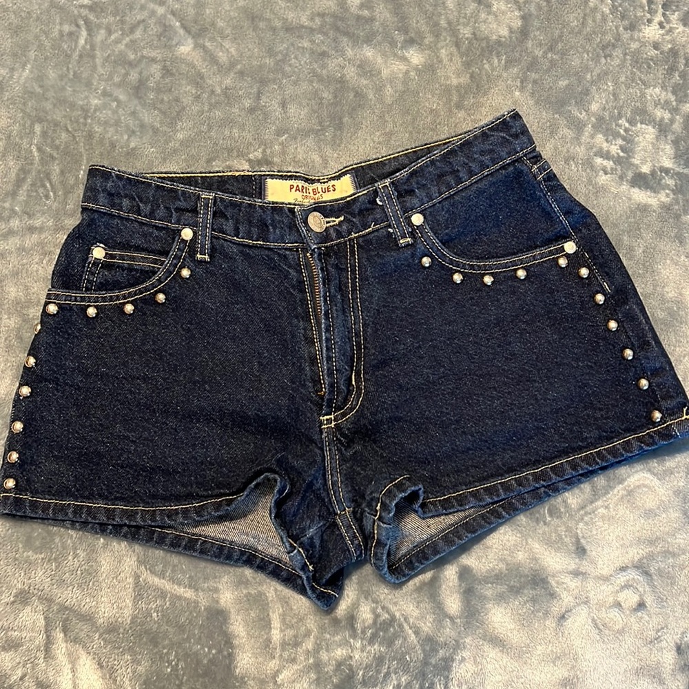 Paris Blues Originals Dark Blue Jean Shorts- Studded